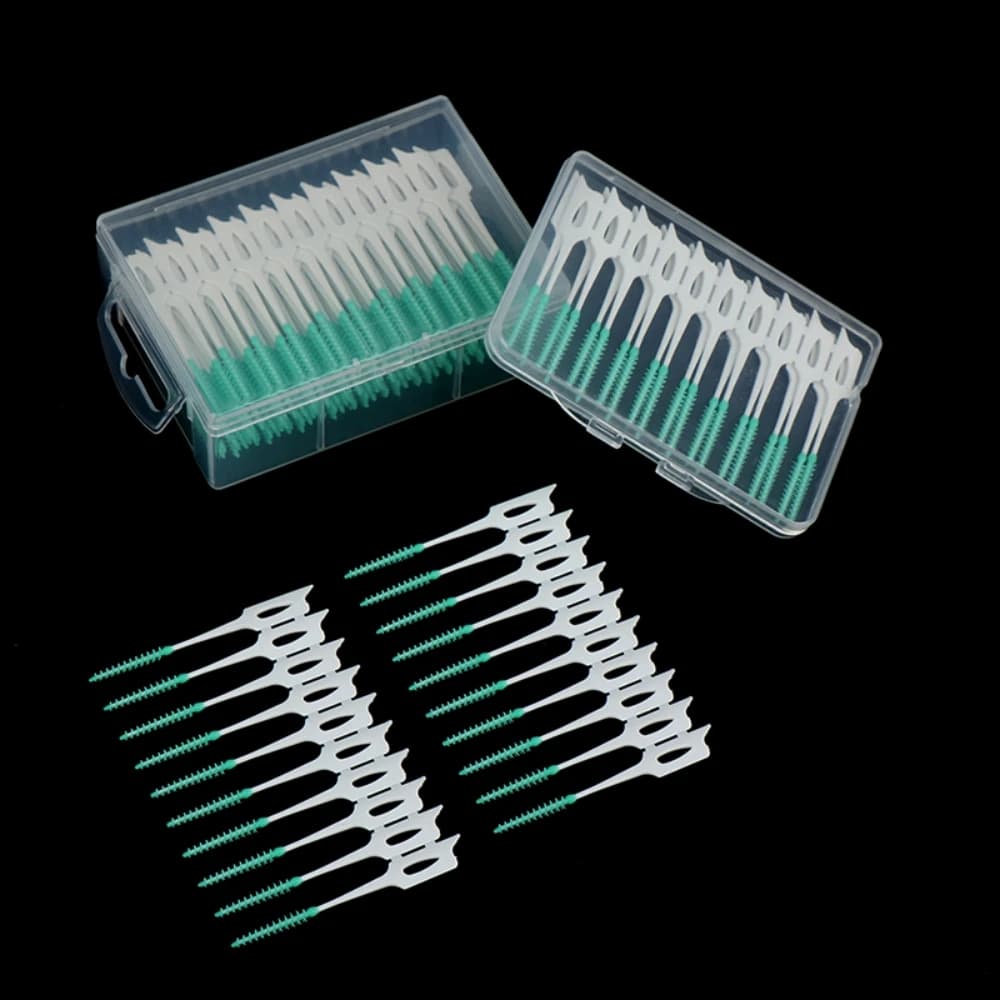 Interdental Silicone Brushes 40-200 Units Dental Toothpicks Brush Between Teeth With Thread Oral Cleaning Tools