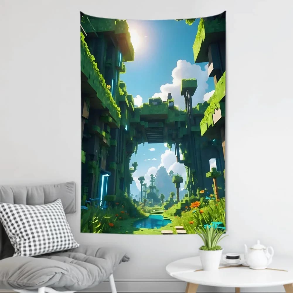 Anime Game HD M-MinecraftS Tapestry Room Decor Wall Cloth Party Hanging Background Room Decor Baby Room