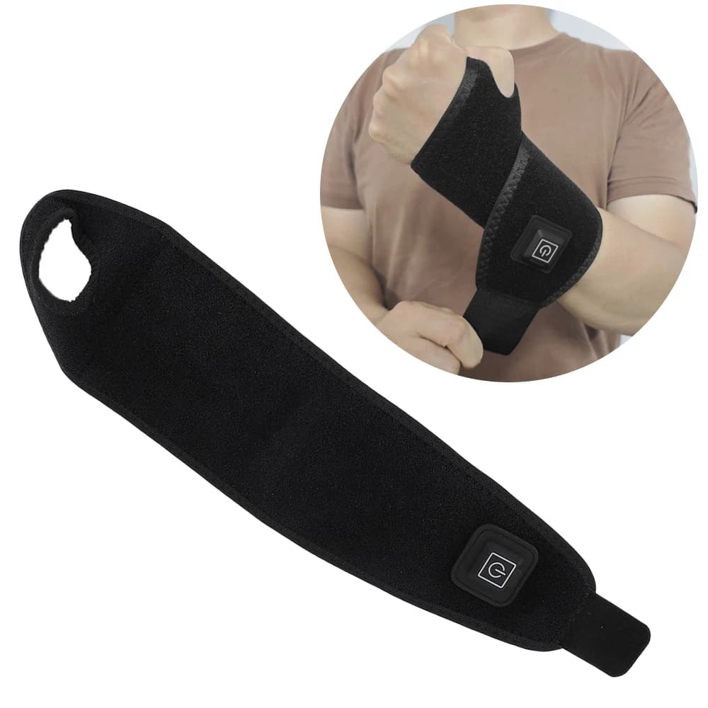 Supporto per Polso Riscaldato Elettrico, Cuscinetto Riscaldante per Mano Alimentato USB Regolabile con 3 Livelli di Calore per Sollievo Muscolare e Articolare