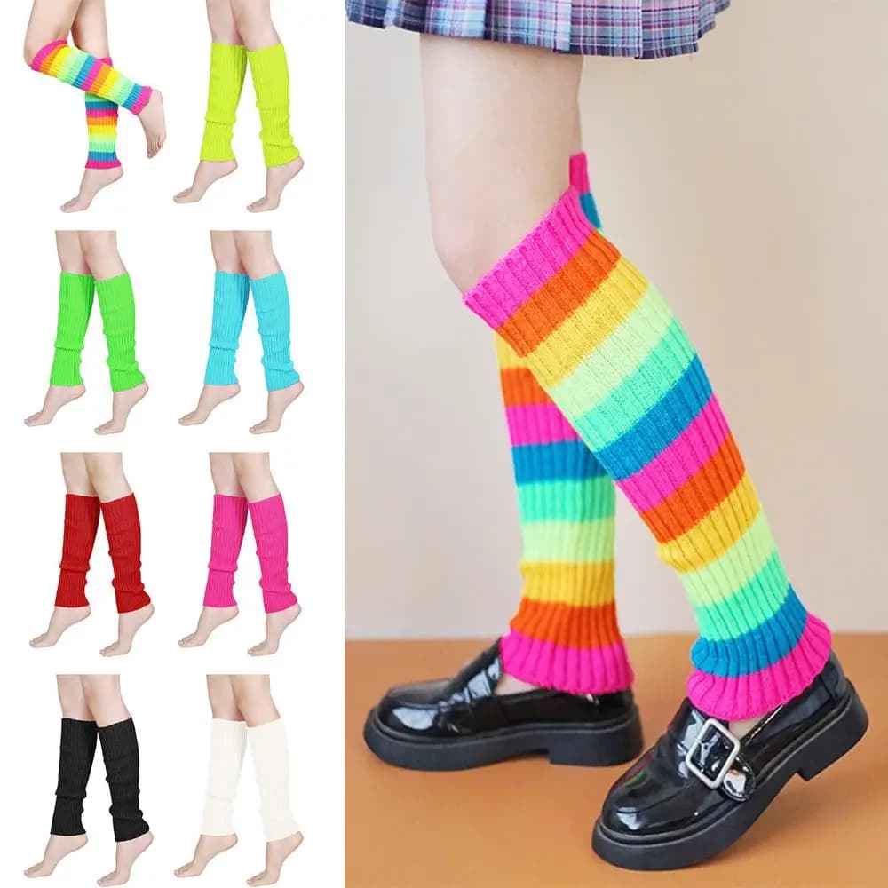 Halloween costume Ribbed ladders at the neon Y2K Harajuku Japanese covers Boot socks Long knitted socks for party sports
