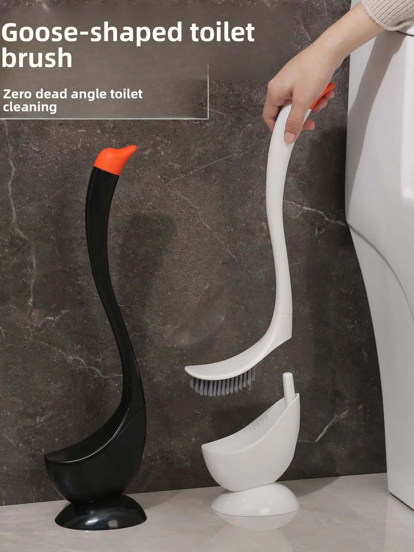 Spazzola per WC a Forma di Cigno con Manico Lungo in Silicone, Set Creativo per Pulizia Bagno Senza Angoli Morti per Uso Domestico