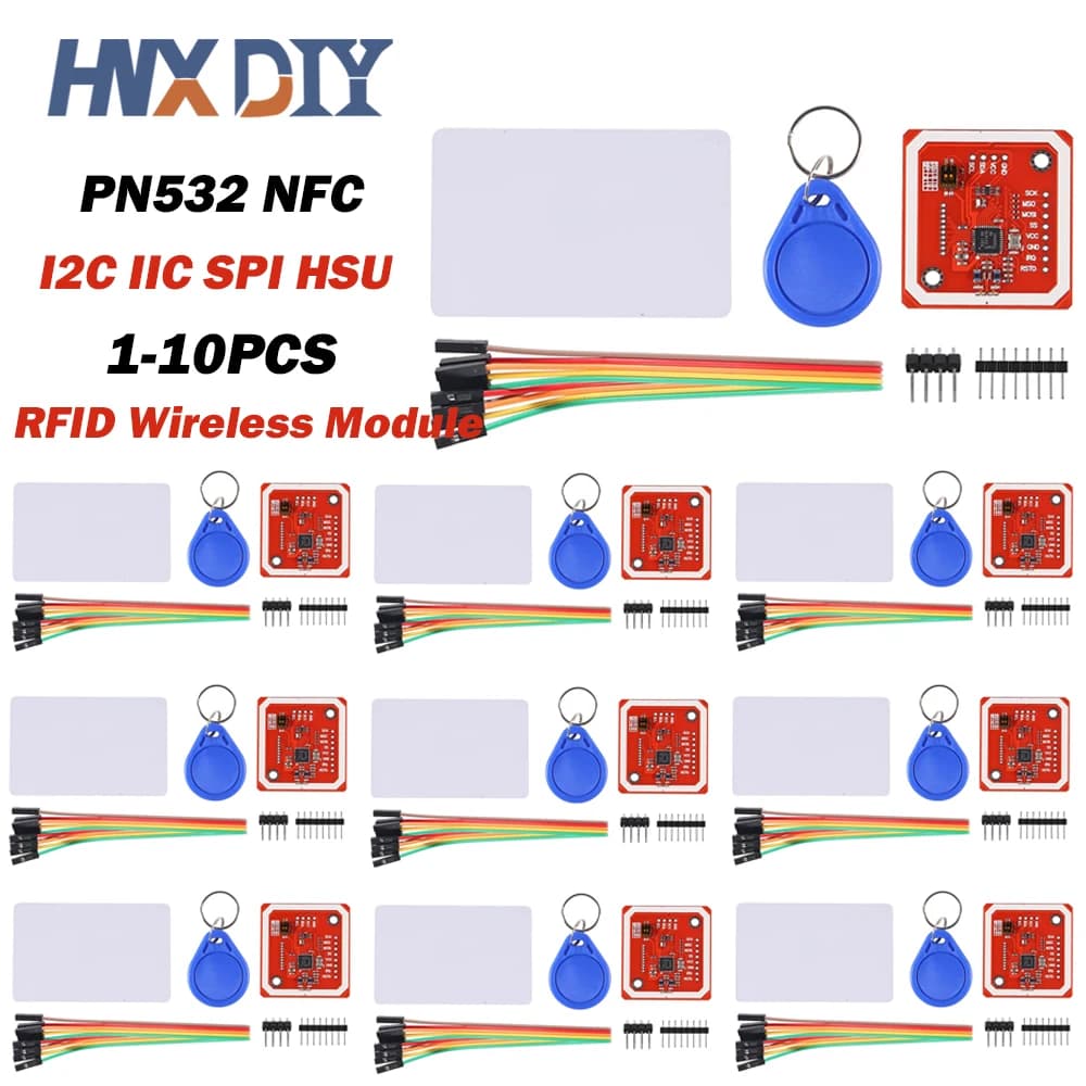 1-10SETS PN532 NFC RFID Wireless Module V3 User Kits Reader Writer Mode IC S50 Card PCB Attenna I2C IIC SPI HSU