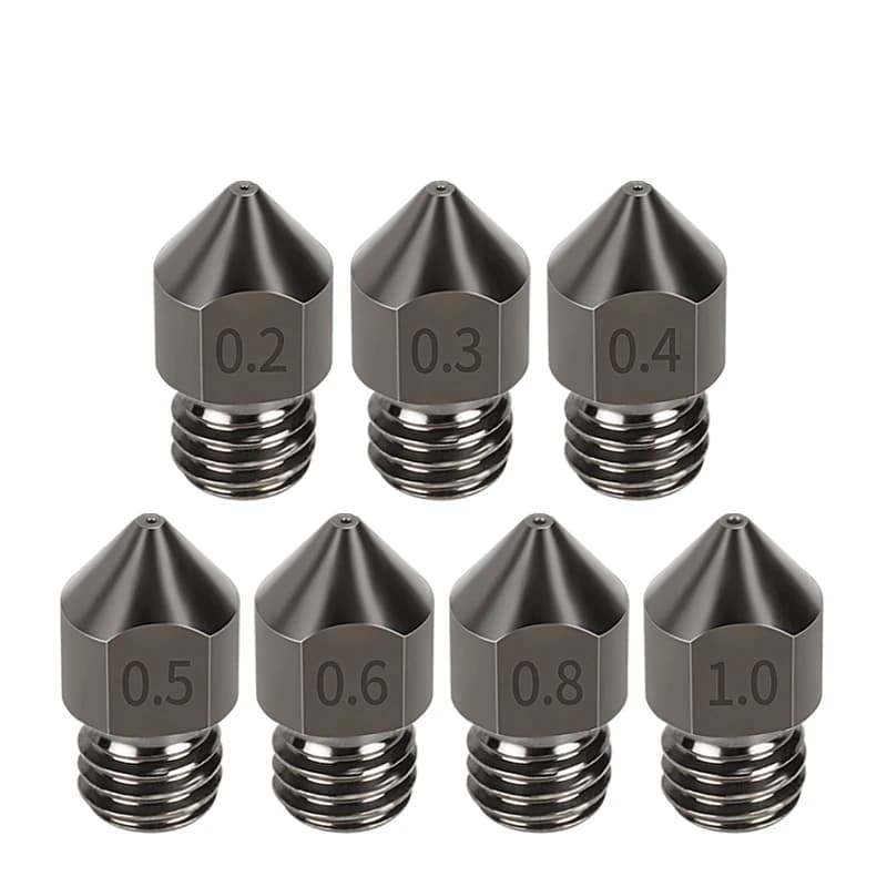 Ugello in acciaio super temprato MK8, 5 pz/lotto, per Reprap, 1.75mm, 0.2/0.3/0.5/0.6/0.8/1.0mm, per Hotend Stampanti 3D CR10 Ender3