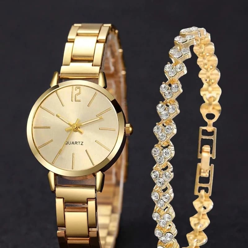 1/2 piece luxury fashion women's watch strap bracelet quartz wrist watch women's alloy rhinestone bracelet for women's gift without box