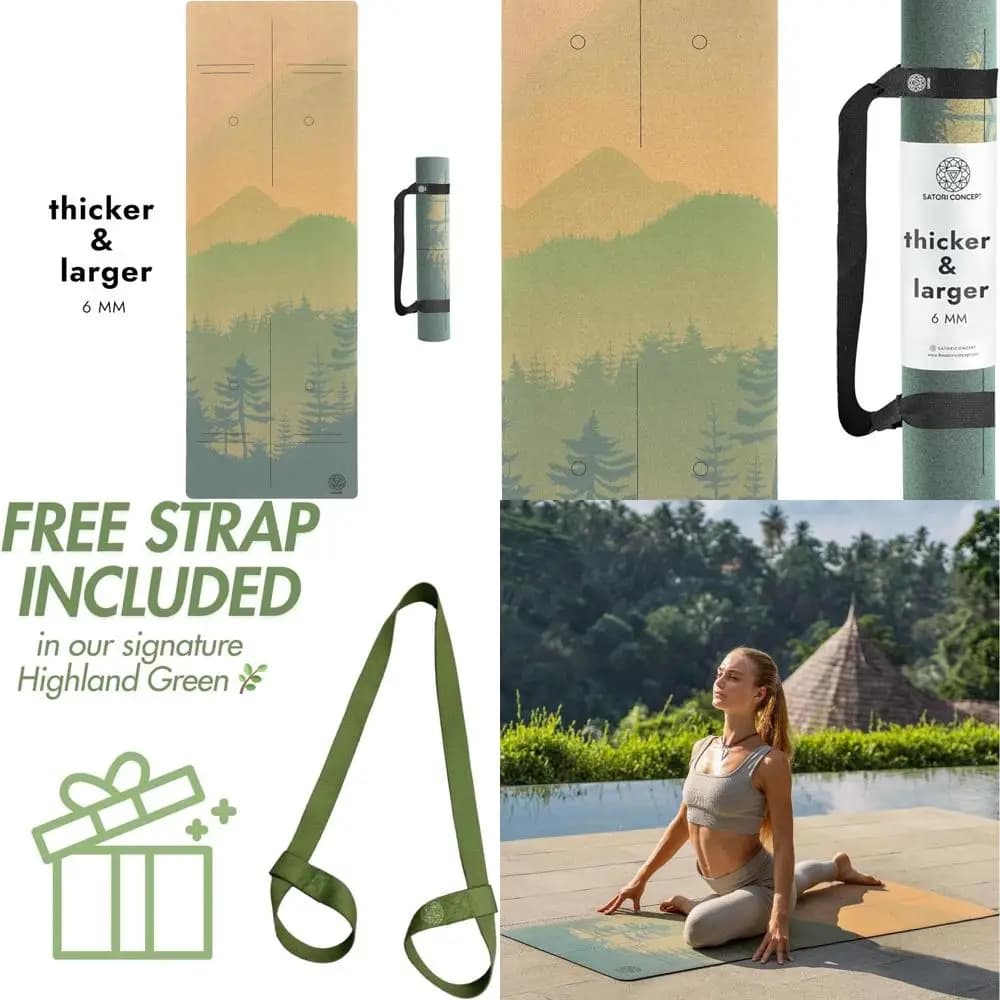Natural rubber yoga mat - Extra large ecological exercise mat, thick, padded, anti-slip, sweat resistant