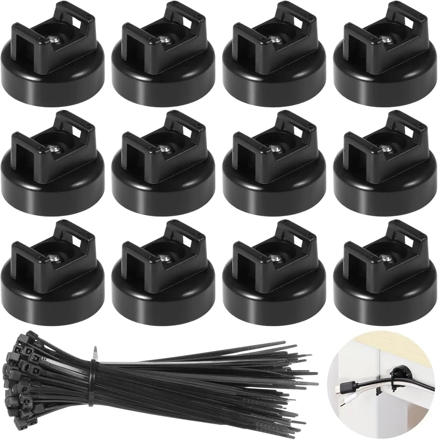Supporti Magnetici per Cavi con Fascette, 50 Magneti con 200 Fascette per Gestione Cavi, Supporto Multiuso
