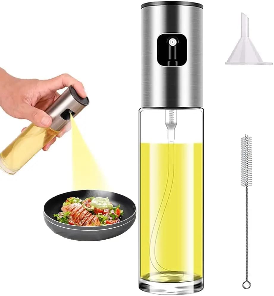 Spruzzatore di olio d'oliva per friggitrice ad aria, nebulizzatore per barbecue, insalate e cottura, mini bottiglia in vetro, 1 pezzo