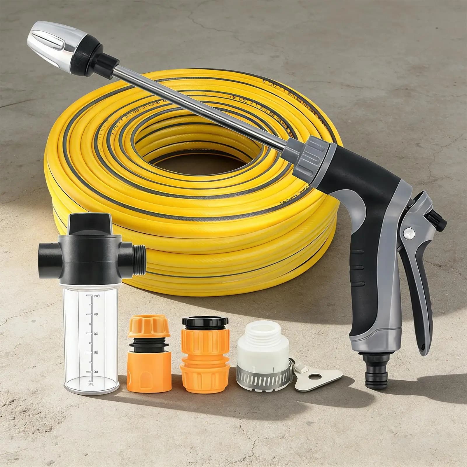 Idropulitrice ad Alta Pressione con Tubo da 15m, Spruzzatore Regolabile, Idropulitrice Portatile per Giardino e Lavaggio Auto