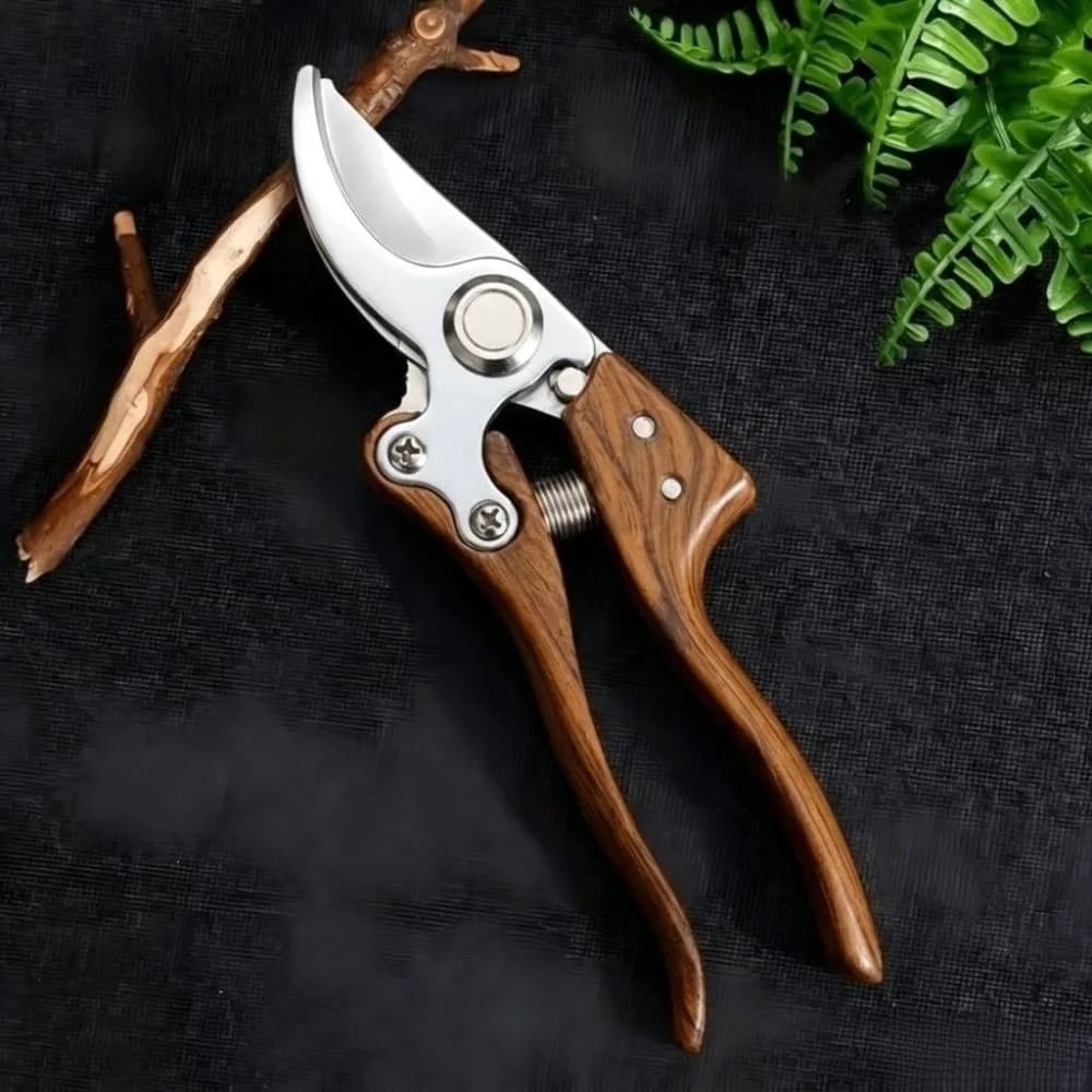Gardening Tools Wood Grain Garden Pruner Ergonomic Non-Slip Grip Pruning Shears Heavy Duty Professional Garden Clippers Garden