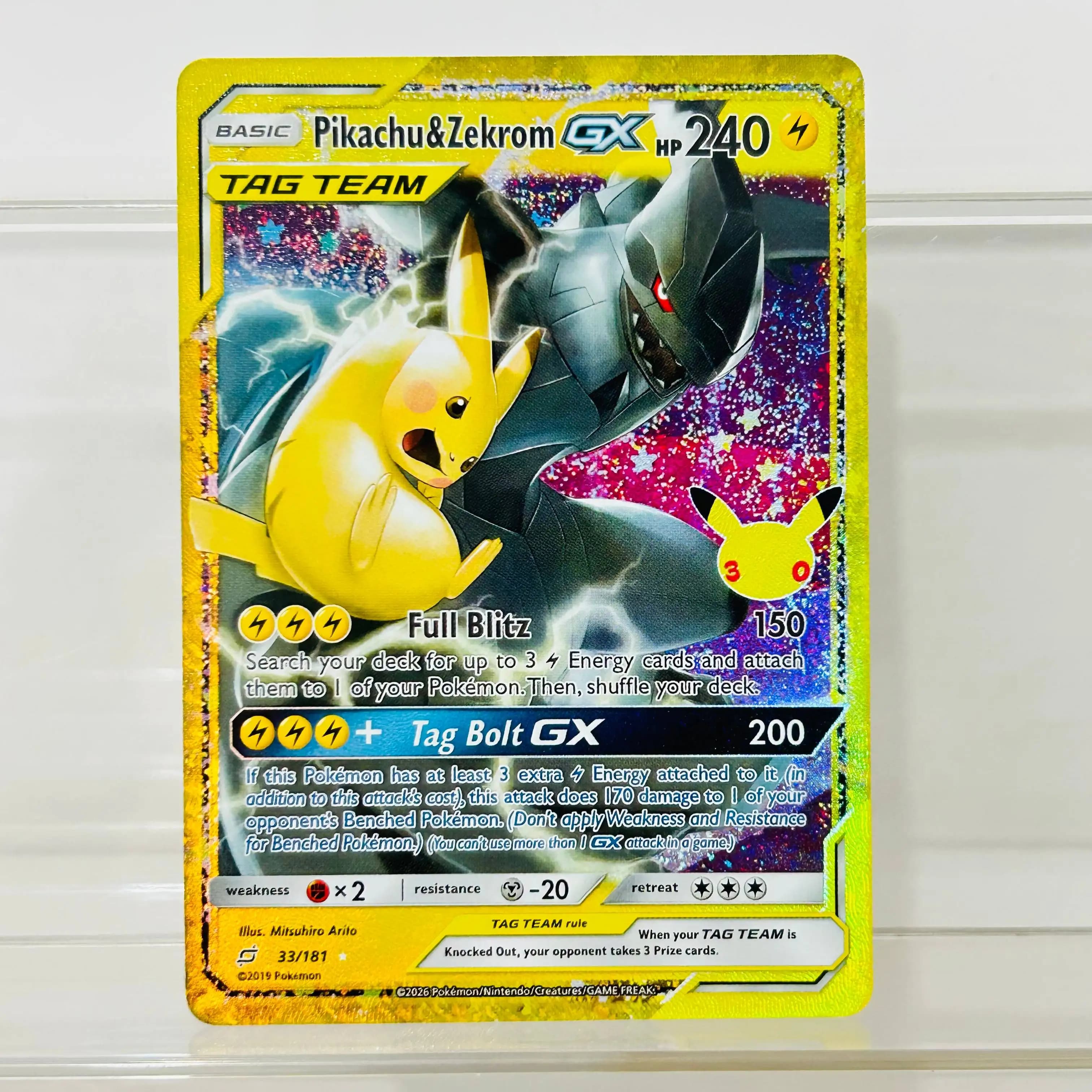 Zekrom GX 33/181 English Version Collectible Grade DIY Holographic Texture Nice Condition Premium Anime Collection Cards