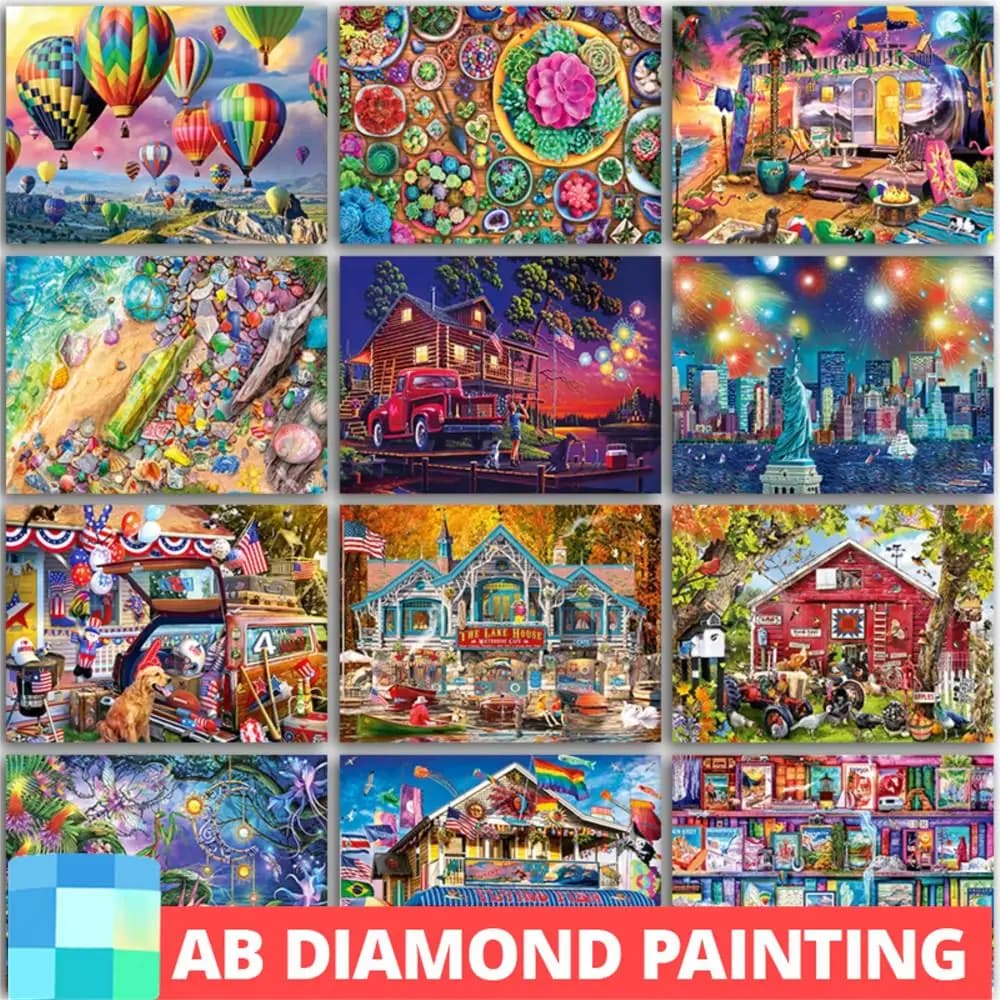 AB Drills kit diamond painting DIY landscape freedom statue full square round mosaic embroidery cross stitch decorations for the house
