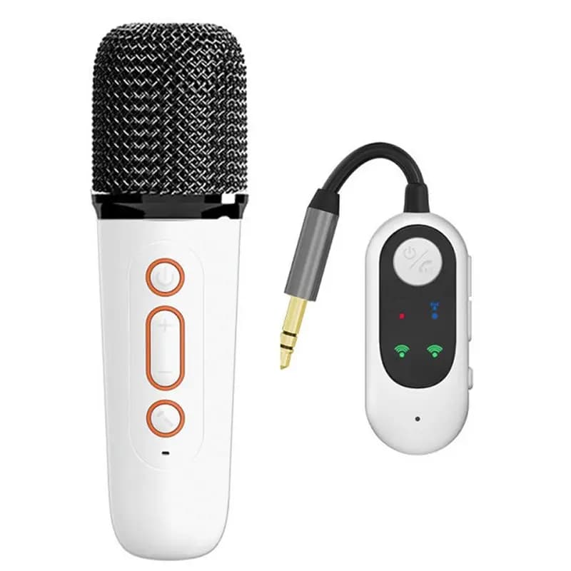 Microfono karaoke wireless con funzione di cambio voce, connettore per altoparlante BT da 3,5 mm - Macchina per cantare portatile per casa e auto