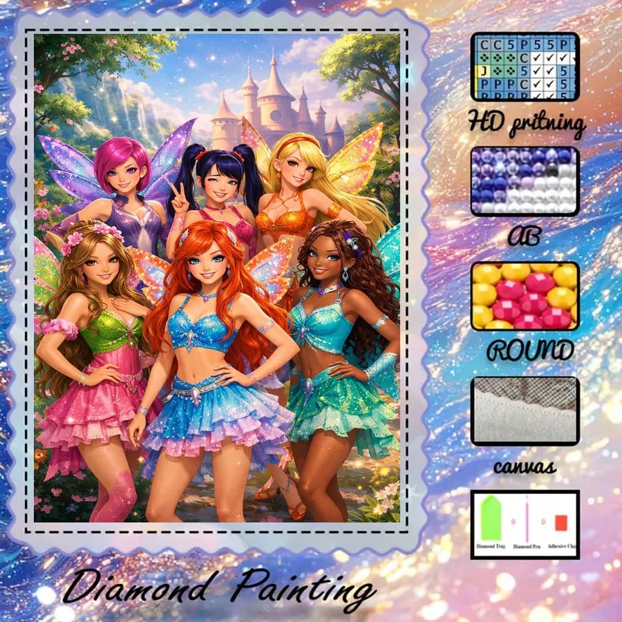 1 piece - 5D-DIY - Flocking cloth - Special drill - Diamond painting set - Fairy fairy tale - Mosaic - Diamond art