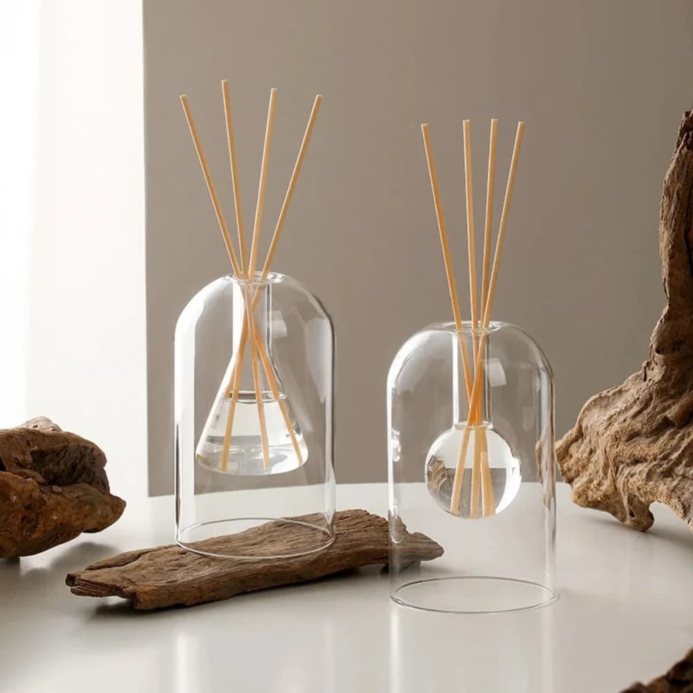 130/200ML Transparent Glass Aromatherapy Diffuser Bottle Nordic Double Layer Reed Diffuser Bottle Living Room Office Decoration