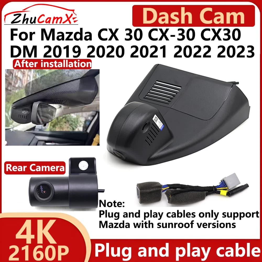 For Mazda CX 30 CX-30 CX30 DM 2019 2020 2021 2022 2023 4K 2160P Auto DVR Dash Cam Night Vision Photo Recorder Plug and Play
