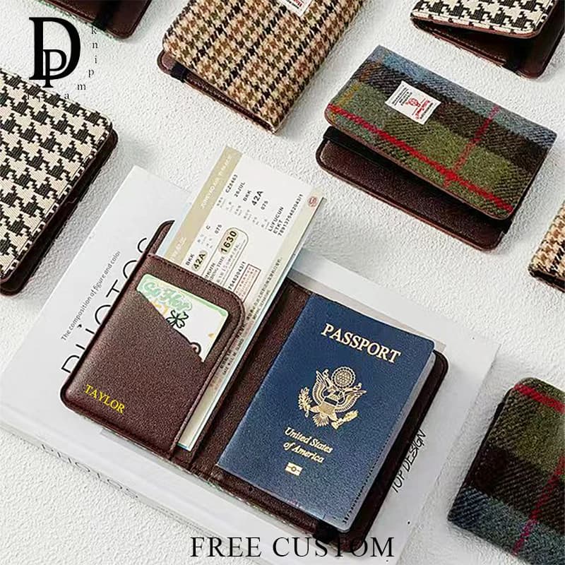Copertina per passaporto da viaggio di lusso alla moda Donna d'affari con incisione del nome Portafoglio per passaporto casual Porta carte multifunzione Porta passaporto
