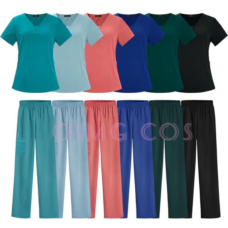 Scrubs Women T-shirt Uniforms Wholesale Medical Jogger Set Nurses Accessories Dental Clinic Pet Grooming Scrub Top Pants Scrubs
