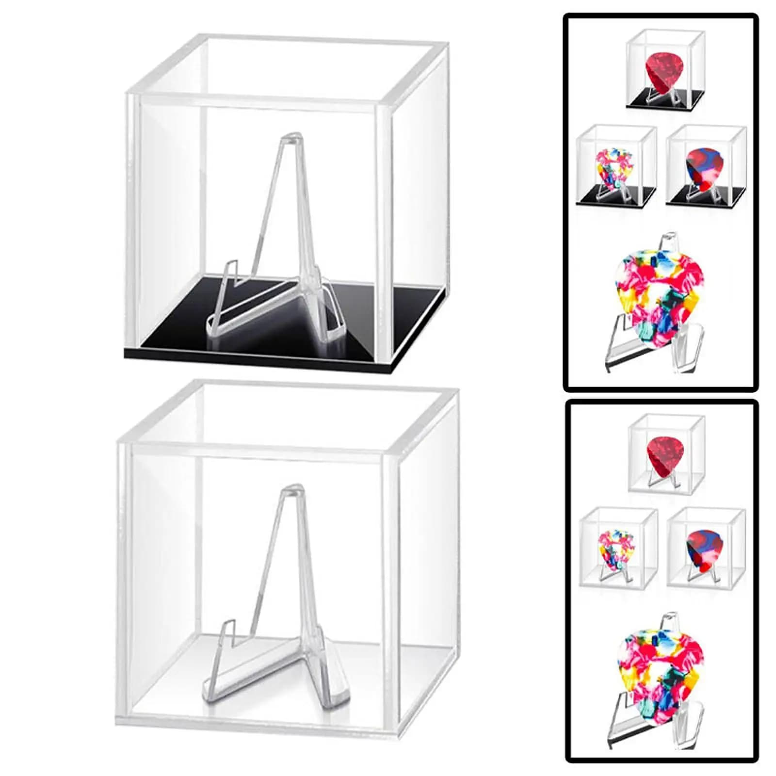 Mini Acrylic Guitar Pick Display Box Pre Assembled Storage Case Container for Plectrum Collection Guitar Gadgets