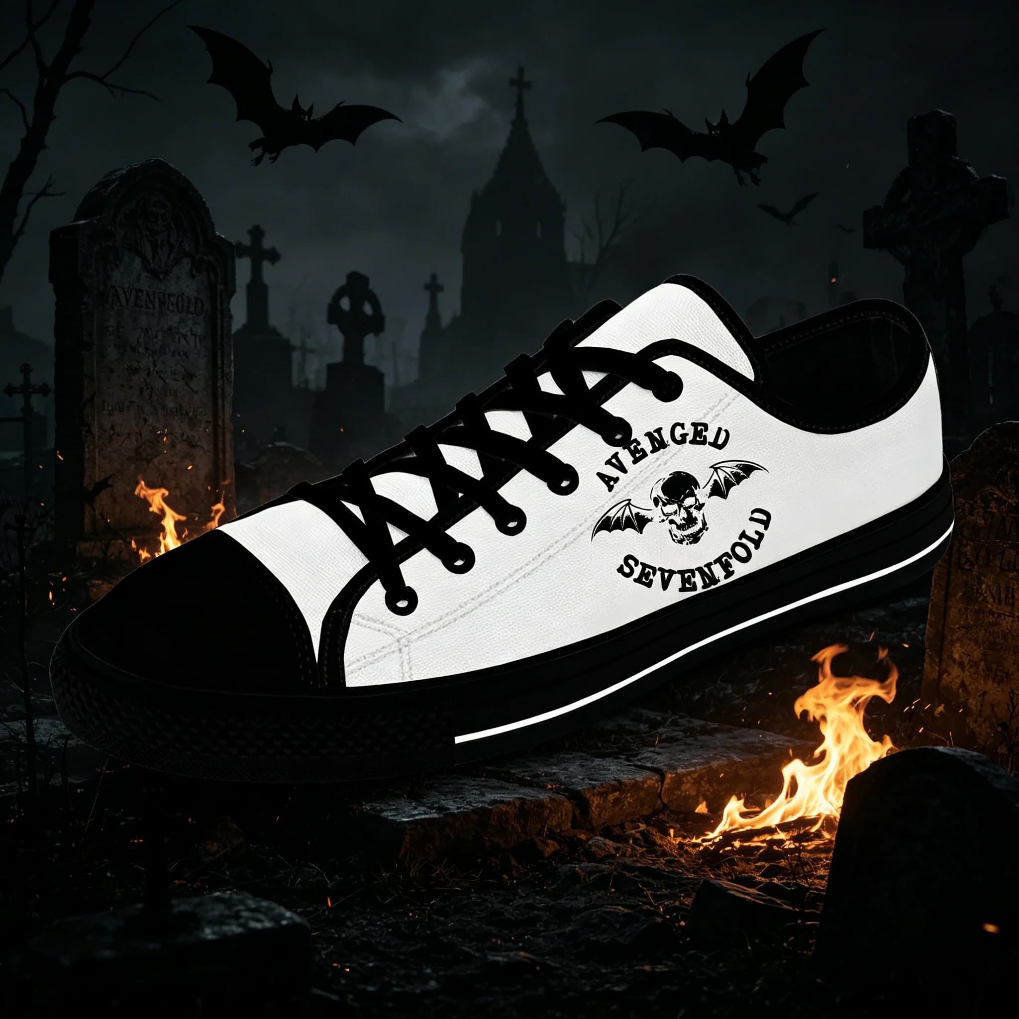 Scarpe stampate personalizzate Avenged Sevenfold A7X, sneakers classiche basse in tela, scarpe casual con motivo Metal Rock Band