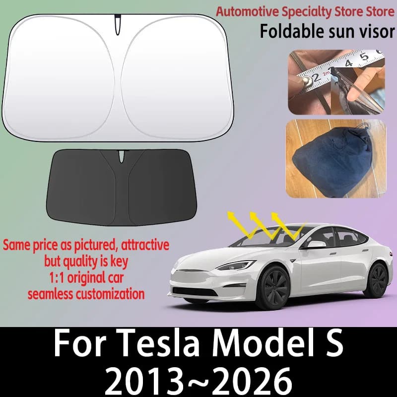 Parasole Pieghevole per Parabrezza Anteriore Tesla Model S 2013~2026, Protezione UV, Tenda Parasole Solare, Accessori Auto