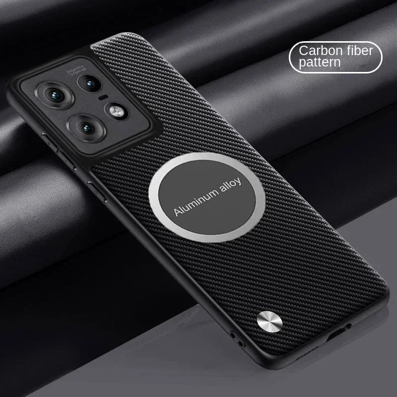 Carbon Fiber Car Magnetic Leather Case For Moto Signature Edge 70 60 50 Pro Fusion Ultra 40 Neo G86 G67 G06 G85/55 Protect Cover