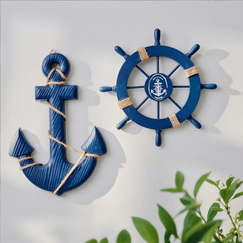 Home Wall Decoration Helmsman Boat Anchor Combination Creative Background Wall Home Decoration Bar Decoration Hanging