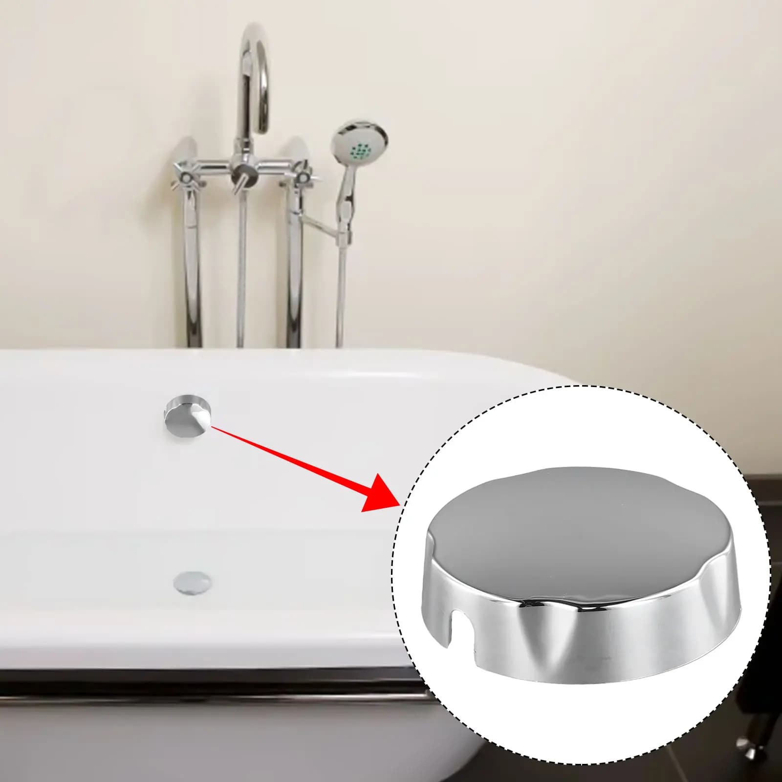 1pc Manopola rotante per vasca da bagno Pop-Up Manopola di controllo per vasca Diametro 75mm Copertura per diametro foro 10mm Accessorio idraulico per bagno in plastica