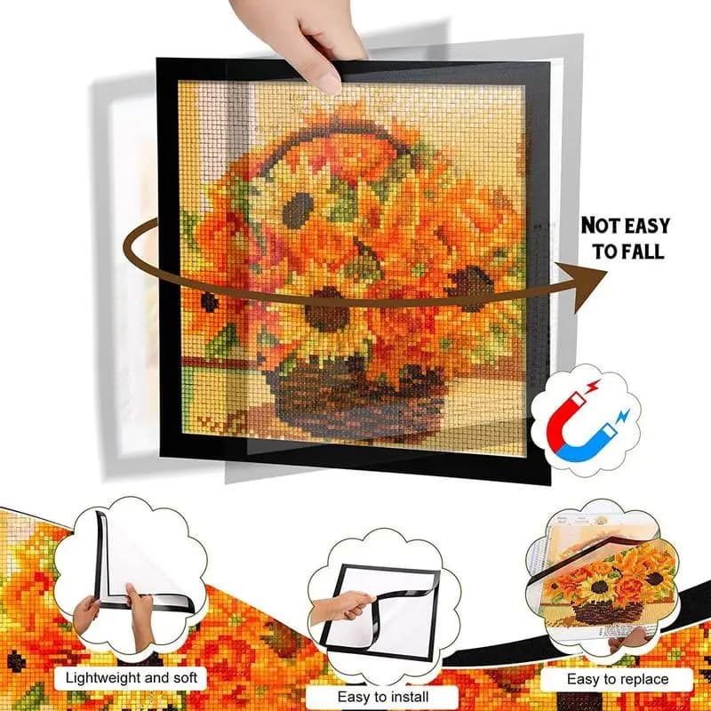 Artistic Painting Frames with Diamonds 30x30 Magnetic Frames for Picture Display or Painting Photos PVC Material with Natural Solid Frame Black