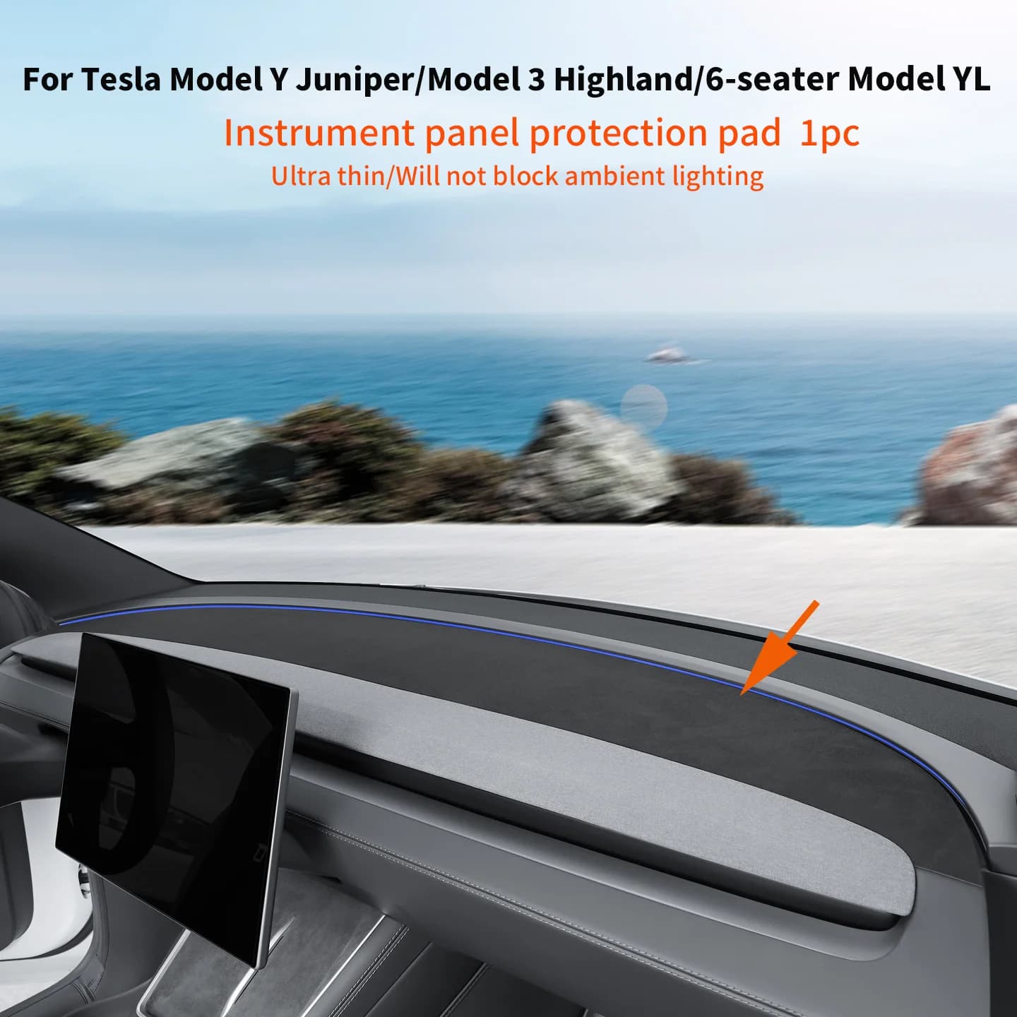 For Tesla Model Y Juniper dashboard sunscreen pad, 6-seater Tesla Model YL dashboard protection pad, without blocking lights
