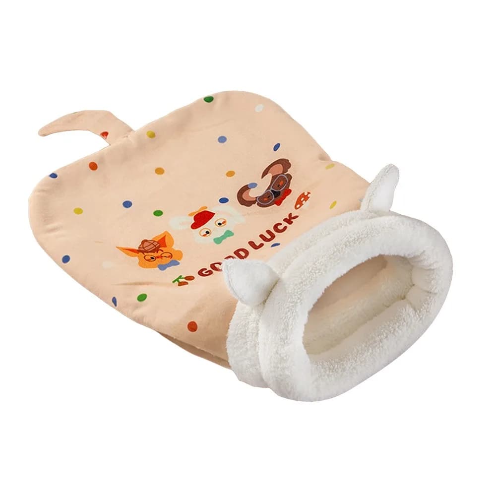 Sacco a pelo creativo per gatti con orecchie Tappetino per nido per gatti addensato Tipo tascabile per cartoni animati Trapunta per gattini Forniture per animali domestici