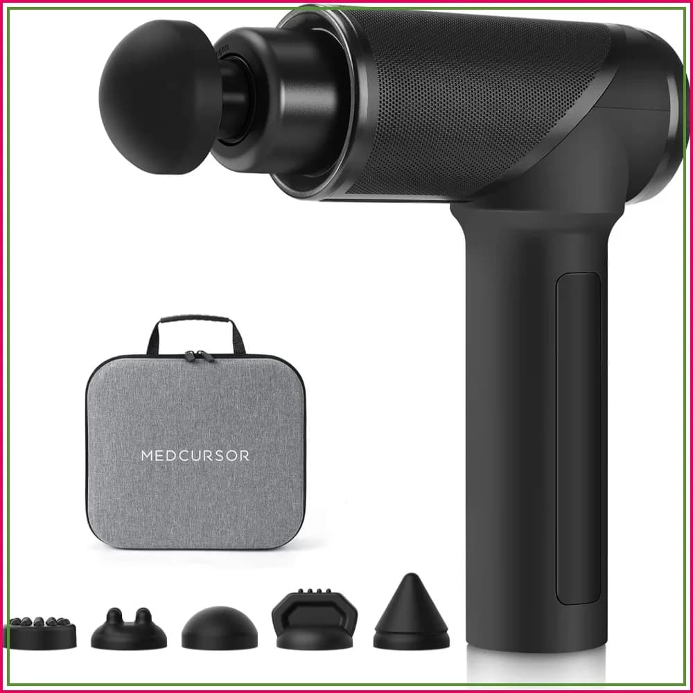 Deep Tissue Massage Gun, Handheld Percussion Massager with 6 Heads for Muscle Relief, Portable, Quiet, 5 Speeds, Black