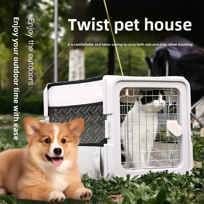 Twist Pieghevole Casetta per cani Gabbia da viaggio per animali domestici Gabbia per cani portatile traspirante Gabbia per cani in tessuto Oxford Borsa da viaggio resistente all'usura