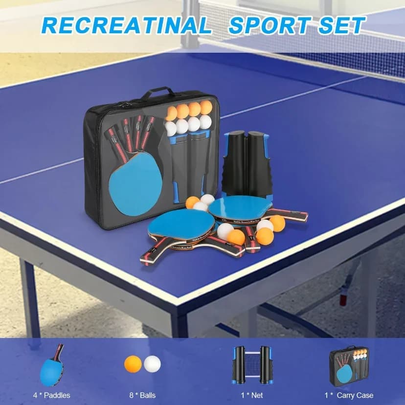Racchetta da ping pong professionale Racchetta da ping pong in puro legno per 4 giocatori con racchette da ping pong in gomma con brufoli a doppia faccia