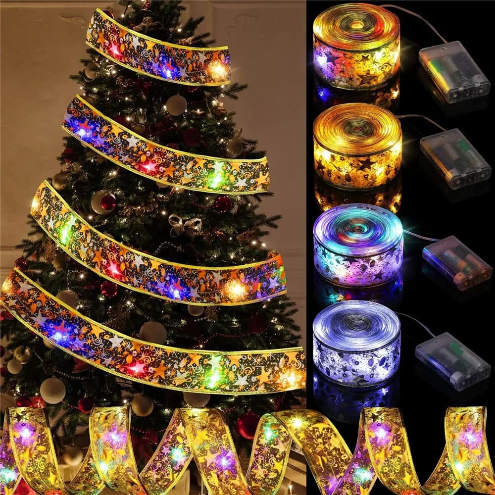 Decorazione natalizia Nastro LED Lucine Ornamenti per albero di Natale per la casa Archi fai da te Stringa di luce Navidad Capodanno 2026