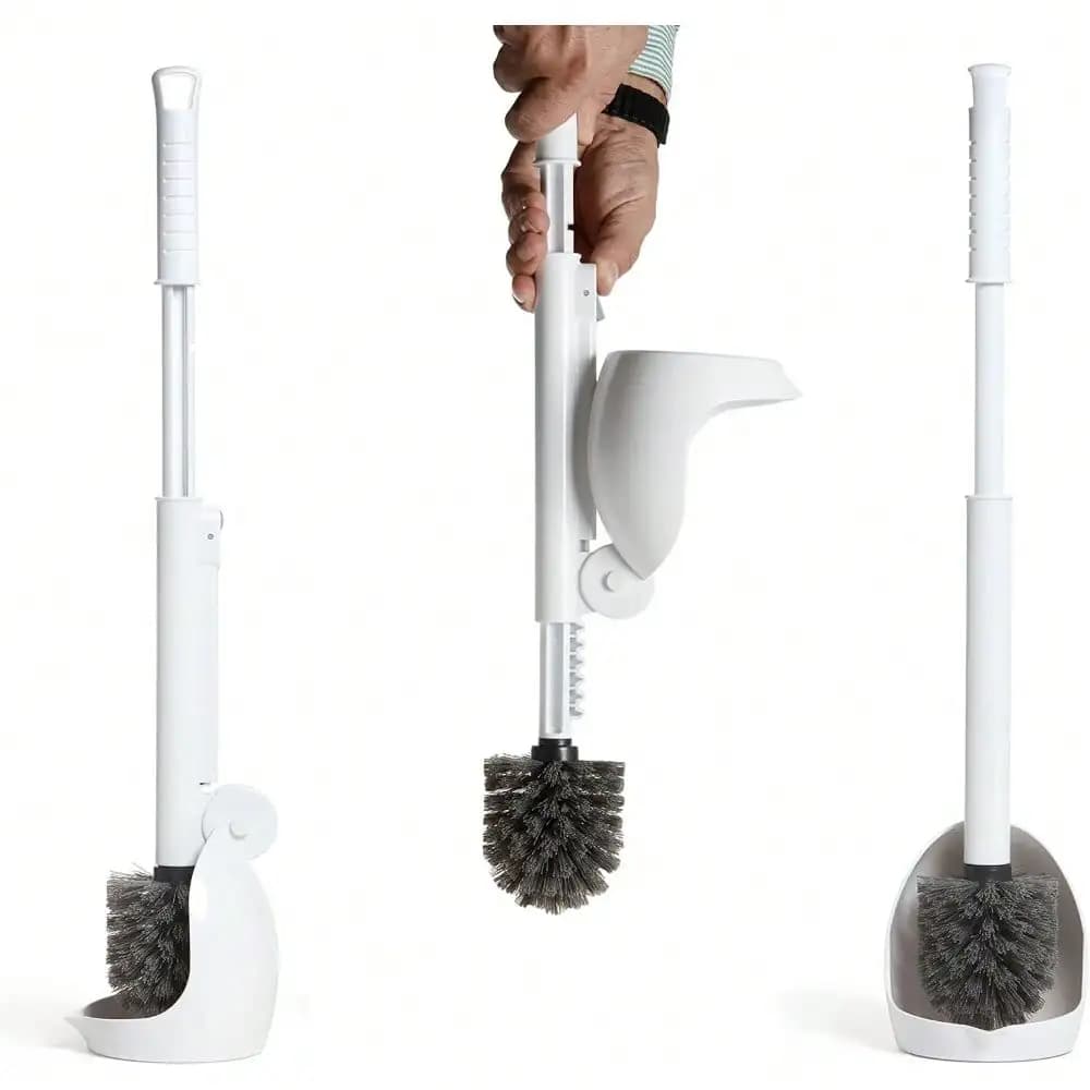 Drip-Free Toilet Brush And Holder With Ventilated Design, Compact Cleaning Tool For Home And RV (White)