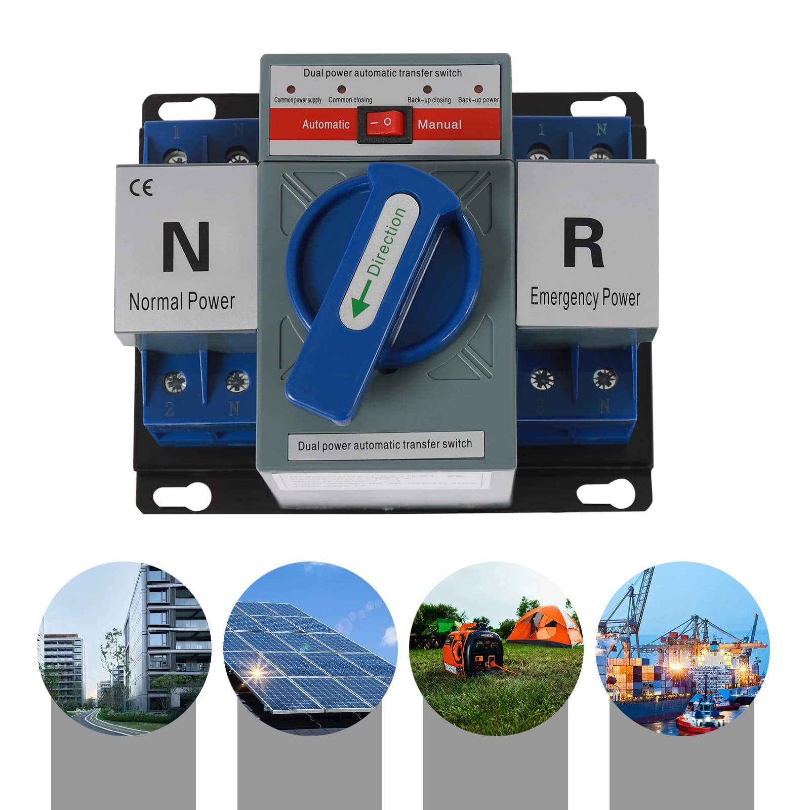 Mini Dual Power Automatic Transfer Switches 110V 2P 63A Toggle Controller Change-Over Switch Self Cast Conversion