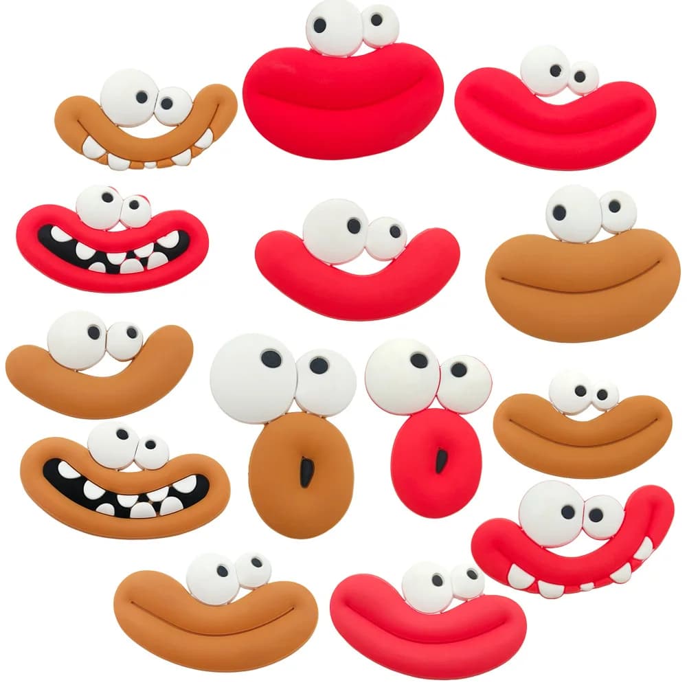 14 Pezzi Charm per Scarpe a Forma di Bocca di Salsiccia, Accessori Decorativi per Zoccoli e Sandali, Ideali come Regalo per Bambini