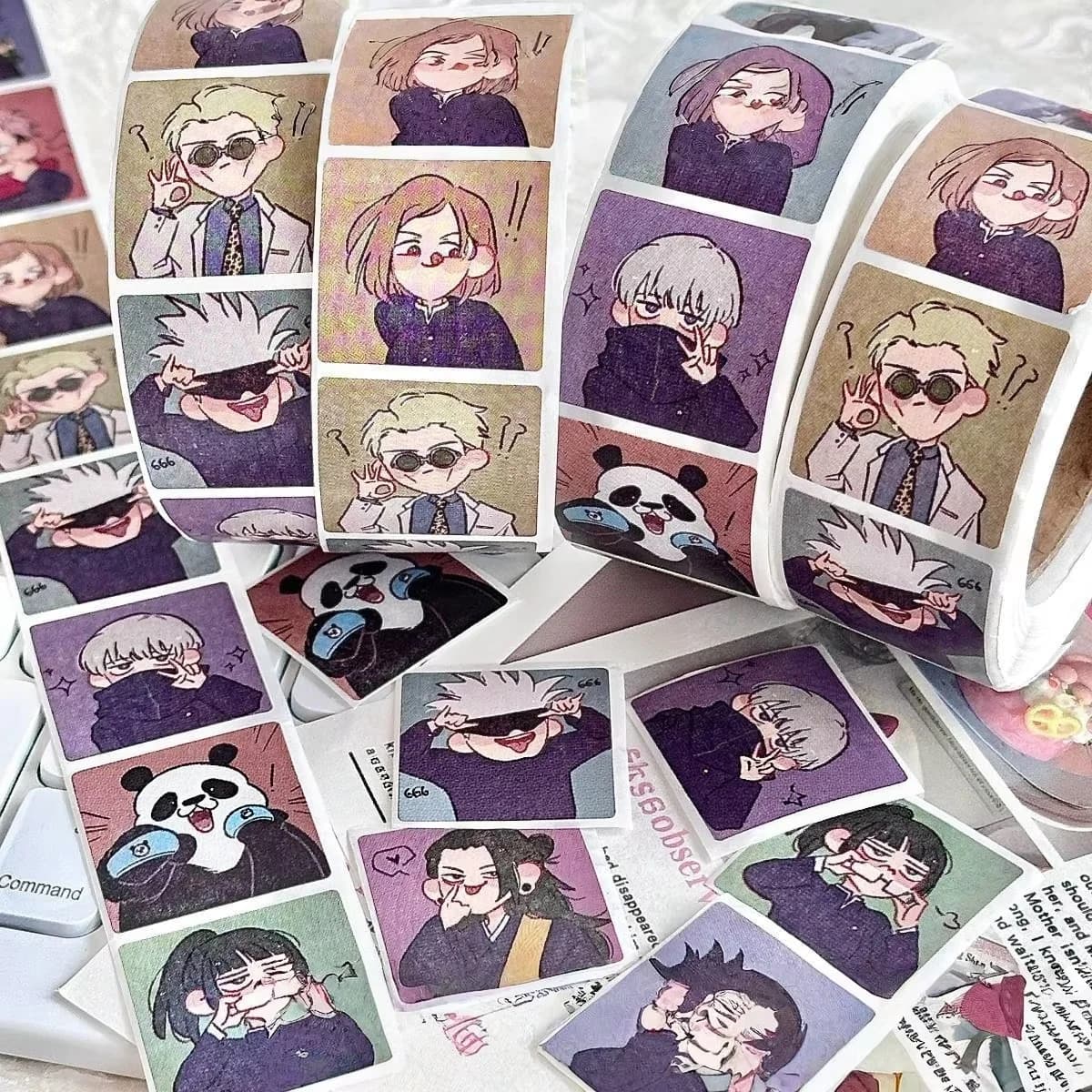 500 Pezzi/Rotolo Adesivi Anime Jujutsu Kaisen, Simpatici Decalcomani Cartoon di Satoru Gojo per Giocattoli, Diari, Quaderni, Chitarre, Telefoni, Regalo per Bambini