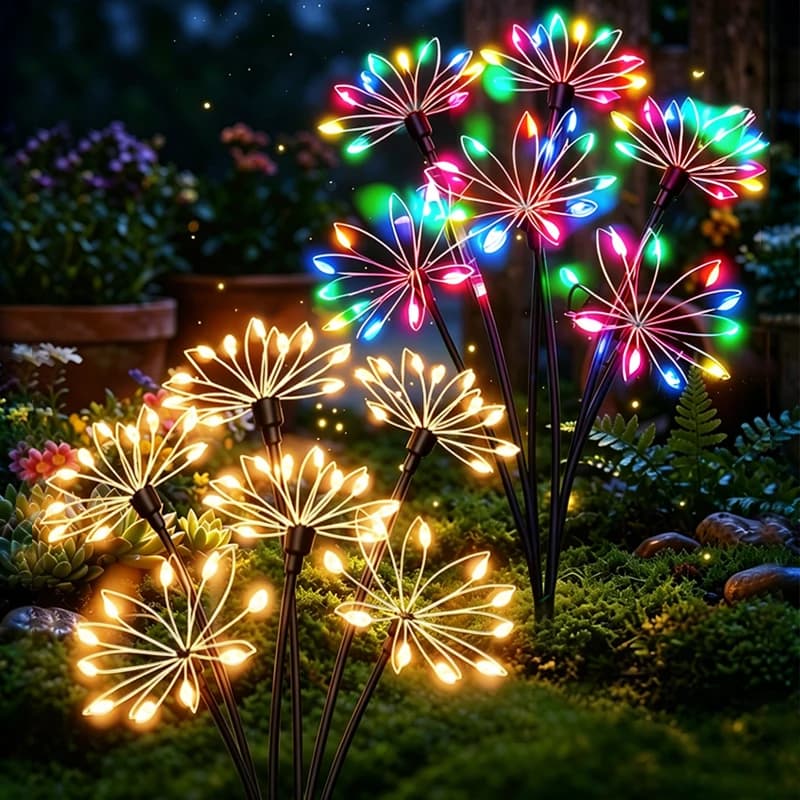 Solar Firework Lights Waterproof Solar Lawn Lamp Outdoor Garden Yard Patio Pathway Christmas Wedding Party Decor Stake Light