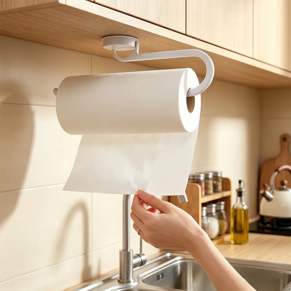 1 Pezzo Portarotolo da Cucina Extra Large con Ventosa, Porta Strofinacci da Armadio, Asta Appendiabiti, Portarotolo da Bagno