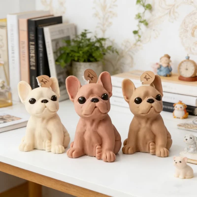 Stampo in Silicone per Candele a Forma di Cucciolo di Bulldog Francese, Stampo in Resina per Candele Profumate di Soia, Decorazione per la Casa, Regalo per Amanti dei Cani