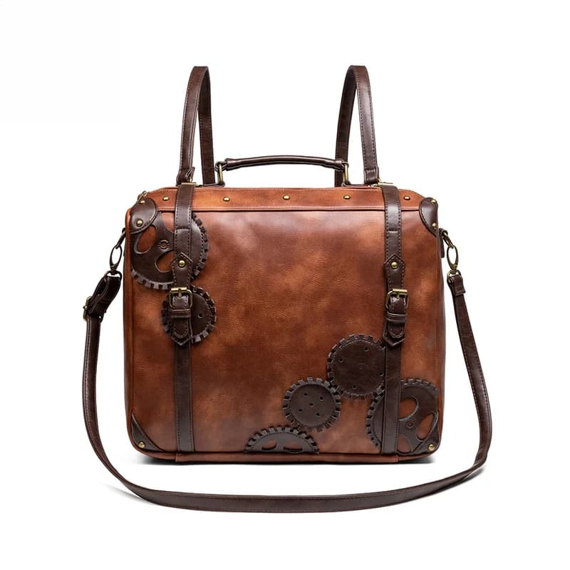 2026 New Arrival Steampunk Gear Backpack For Men Women Genuine Leather Large Capacity Travel Bag Vintage School Rucksack