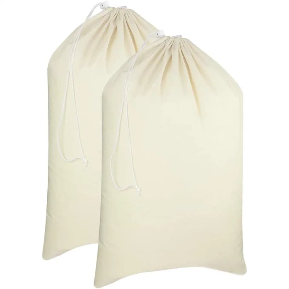 Confezione da 2 Sacchi per Bucato in Tela di Cotone Extra Large - Con Cordoncino Resistente, 28x36 Pollici per Conservazione e Viaggio