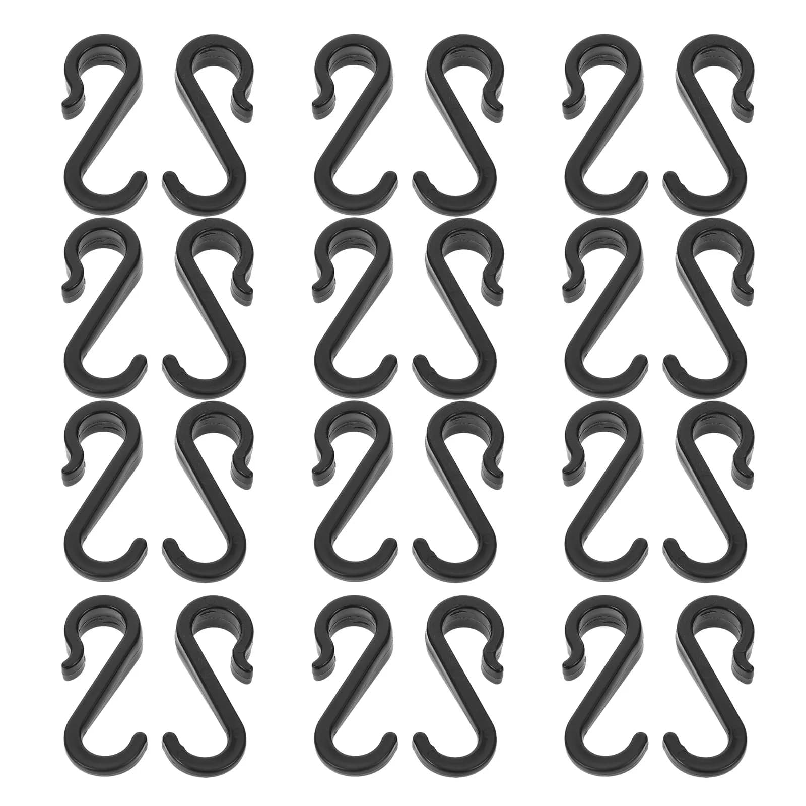 100Pcs Plastic S Hooks Flat Utility Strong Load Bearing for Kitchen Bathroom Curtain Track Wire Shelf Organizer Black