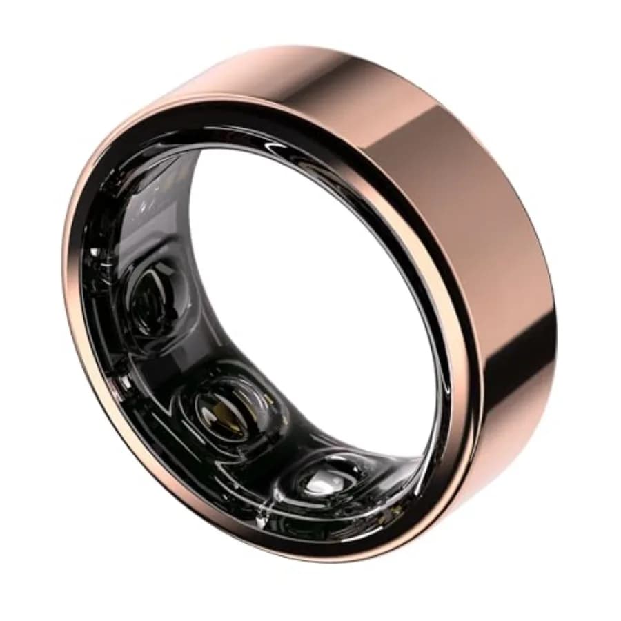 Anello Intelligente AI per Monitoraggio del Sonno, Sport e Stress, Batteria 10 Giorni, Titanio Oro Rosa, Impermeabile 5ATM, Ossigeno nel Sangue, Frequenza Cardiaca, HRV, Donna