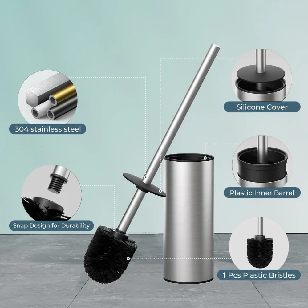 1PCS 304 In Acciaio Inox Bagno Porta scopino Accessori Da Terra Wc Cleaner Brush Lavabo Strumenti di Pulizia