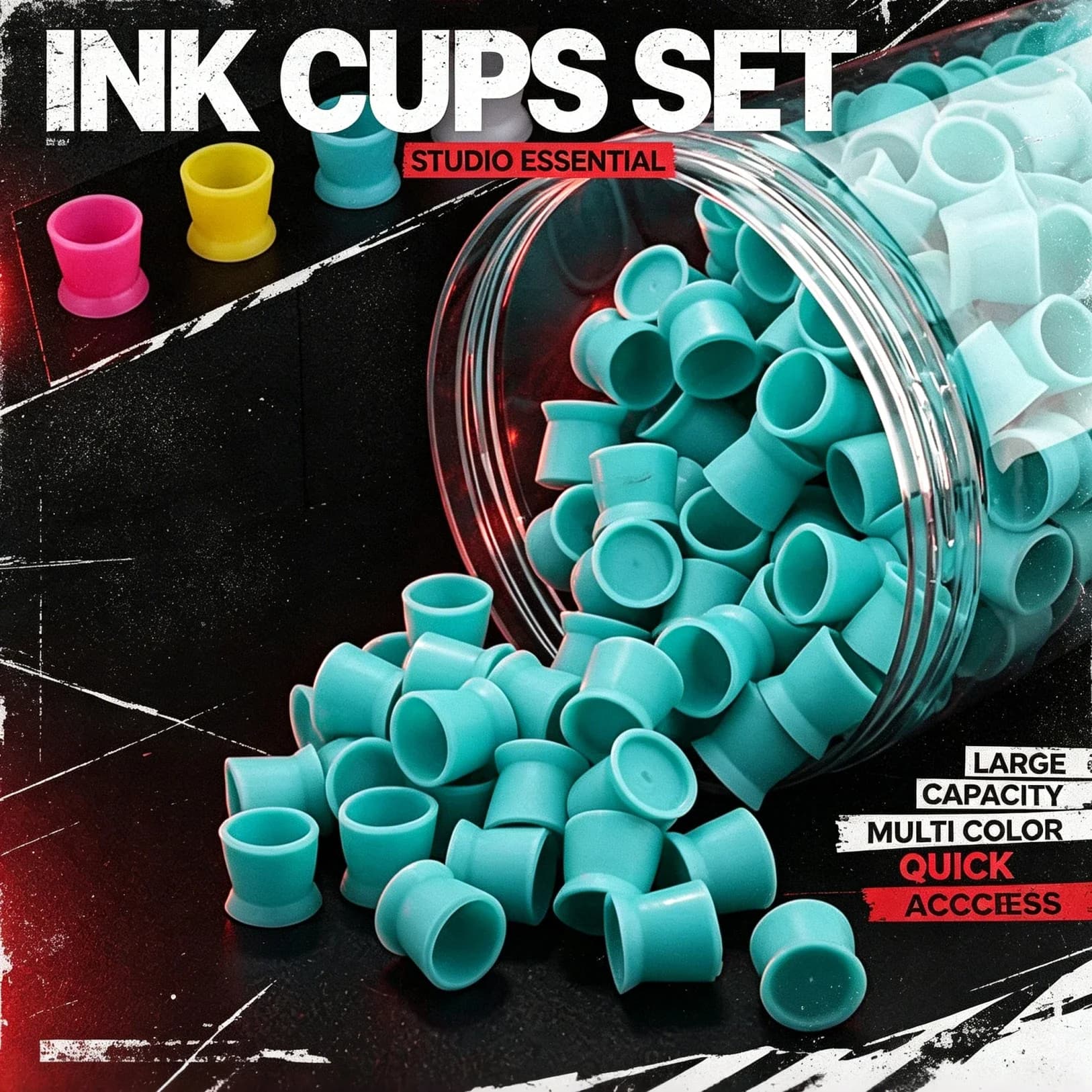 50/100/300pcs Silicone Tattoo Ink Cups Base Disposable Tattoo Ink Caps Pigment Container Permanent Makeup tattoo supplies
