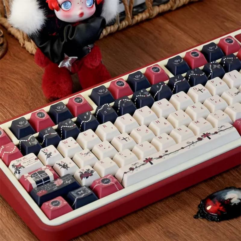 New Custom Gothic PBT Keycaps Set,135 Keys Dye-Sublimation Cherry Profile Key Cap For MX Switches Gaming Mechanical Keyboards