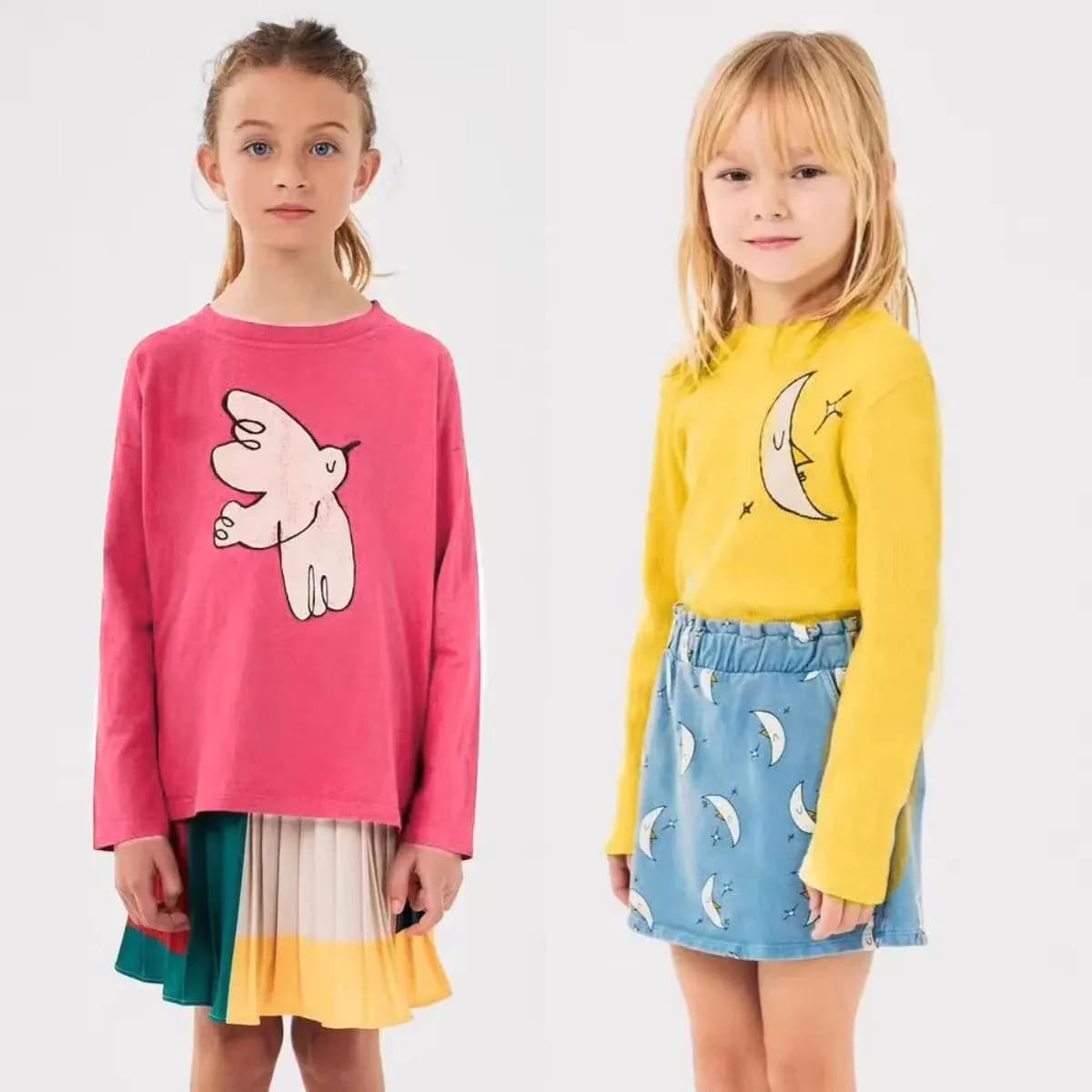 Nuove magliette autunnali 2026 a maniche lunghe con scollo rotondo per bambini e bambine, abbigliamento per neonati e bambini da 2 a 8 anni