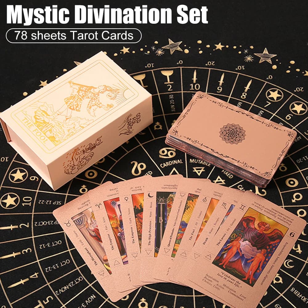 Set di 78 Carte dei Tarocchi Classiche con Libro Guida, Oro Rosa con Significati Inclusi, per Principianti e Praticanti Esperti